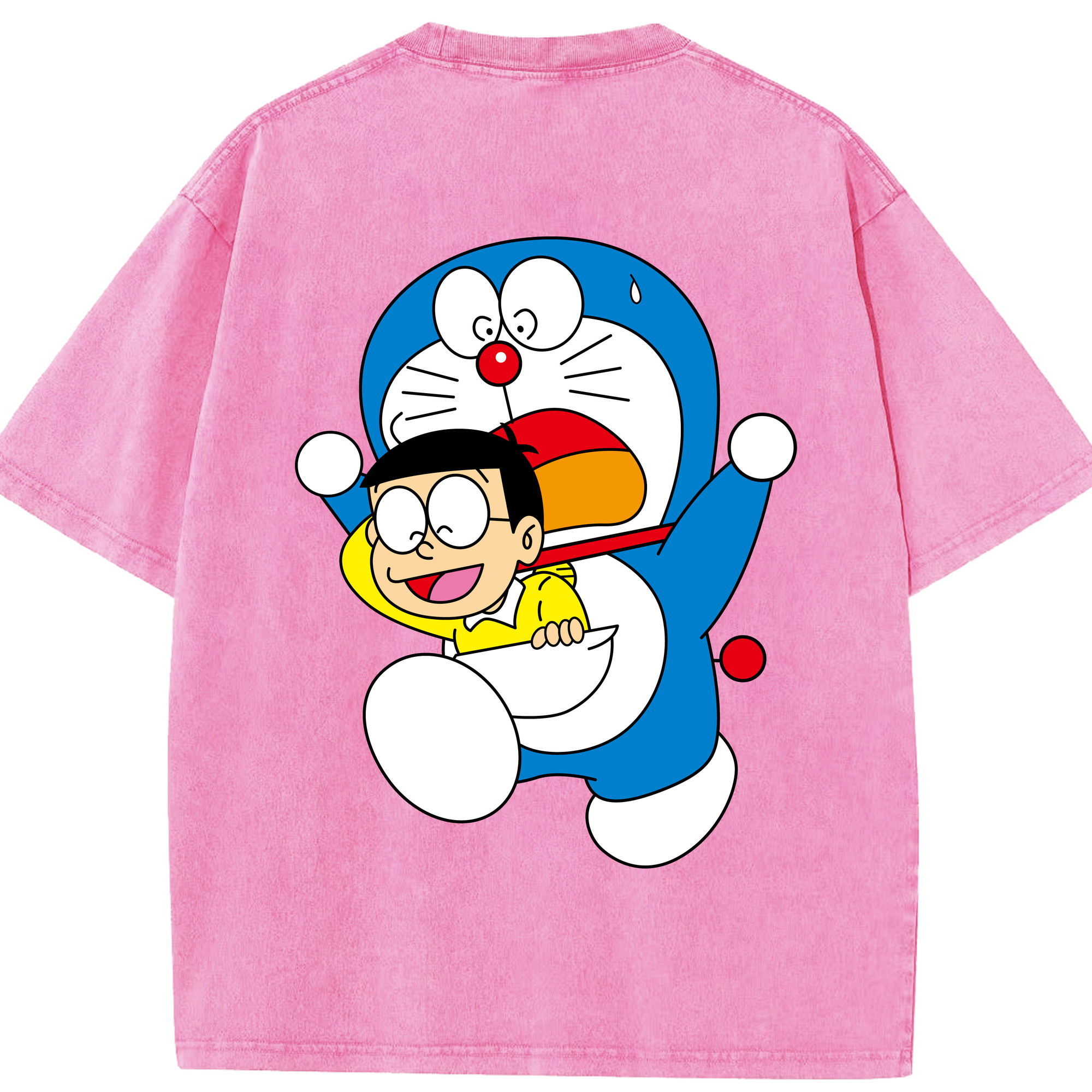 （画像用） ドラえもん Doraemon 綿100% ヴィンテージ風 半袖Tシャツ（背面プリント）